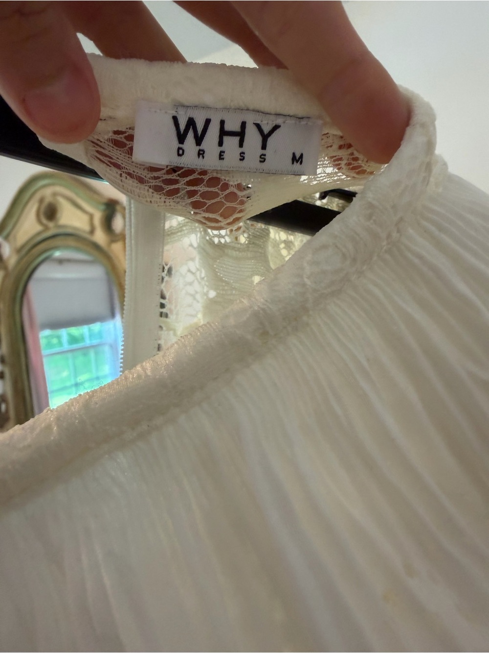 WHY Dress White Pleated Lace Top - Size M - Picture 3 of 4